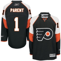 Bernie Parent Reebok Philadelphia Flyers Authentic Black Third NHL Jersey