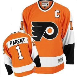Bernie Parent CCM Philadelphia Flyers Premier Orange Throwback NHL Jersey