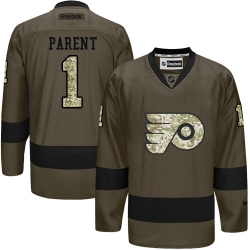 Bernie Parent Reebok Philadelphia Flyers Authentic Green Salute to Service NHL Jersey