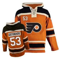 Shayne Gostisbehere Philadelphia Flyers Premier Orange Old Time Hockey Pullover Hoodie NHL Jersey