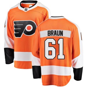 Justin Braun Youth Fanatics Branded Philadelphia Flyers Breakaway Orange Home Jersey