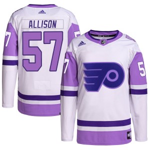 Wade Allison Men's Adidas Philadelphia Flyers Authentic White/Purple Hockey Fights Cancer Primegreen Jersey