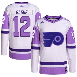 Simon Gagne Men's Adidas Philadelphia Flyers Authentic White/Purple Hockey Fights Cancer Primegreen Jersey
