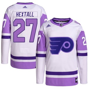 Ron Hextall Men's Adidas Philadelphia Flyers Authentic White/Purple Hockey Fights Cancer Primegreen Jersey