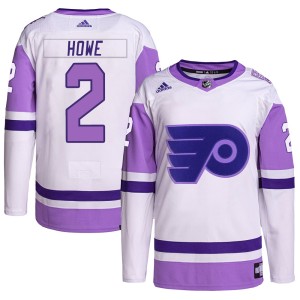 Mark Howe Men's Adidas Philadelphia Flyers Authentic White/Purple Hockey Fights Cancer Primegreen Jersey