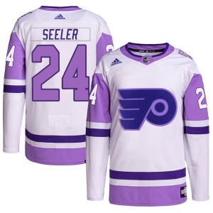 Nick Seeler Men's Adidas Philadelphia Flyers Authentic White/Purple Hockey Fights Cancer Primegreen Jersey
