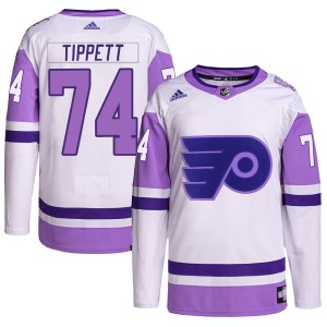 Owen Tippett Men's Adidas Philadelphia Flyers Authentic White/Purple Hockey Fights Cancer Primegreen Jersey