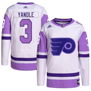 Keith Yandle Men's Adidas Philadelphia Flyers Authentic White/Purple Hockey Fights Cancer Primegreen Jersey
