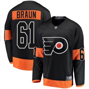 Justin Braun Men's Fanatics Branded Philadelphia Flyers Breakaway Black Alternate Jersey