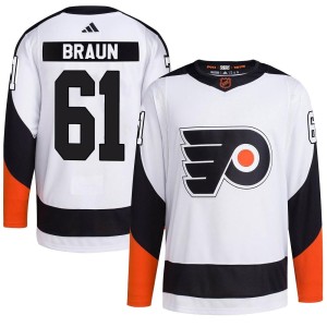 Justin Braun Men's Adidas Philadelphia Flyers Authentic White Reverse Retro 2.0 Jersey