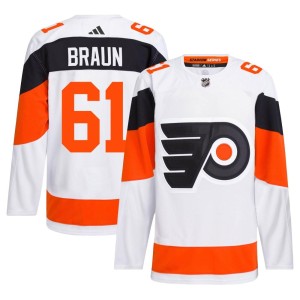 Justin Braun Men's Adidas Philadelphia Flyers Authentic White 2024 Stadium Series Primegreen Jersey