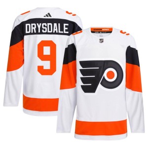 Jamie Drysdale Men's Adidas Philadelphia Flyers Authentic White 2024 Stadium Series Primegreen Jersey