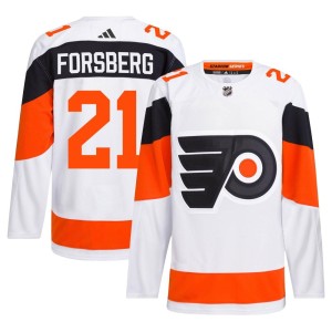 Peter Forsberg Men's Adidas Philadelphia Flyers Authentic White 2024 Stadium Series Primegreen Jersey