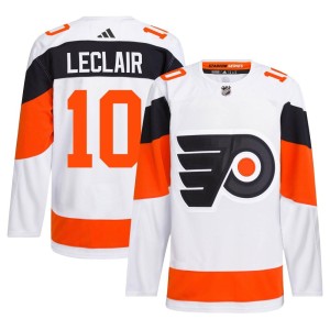 John Leclair Men's Adidas Philadelphia Flyers Authentic White 2024 Stadium Series Primegreen Jersey