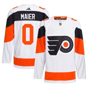 Nolan Maier Men's Adidas Philadelphia Flyers Authentic White 2024 Stadium Series Primegreen Jersey