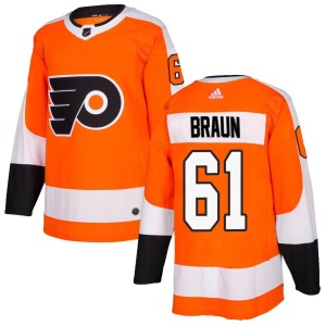 Justin Braun Men's Adidas Philadelphia Flyers Authentic Orange Home Jersey