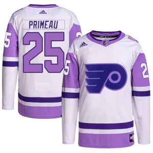 Keith Primeau Youth Adidas Philadelphia Flyers Authentic White/Purple Hockey Fights Cancer Primegreen Jersey