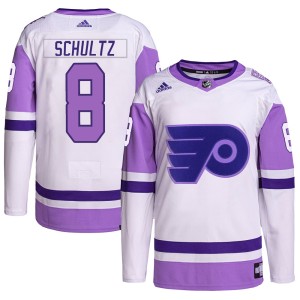 Dave Schultz Youth Adidas Philadelphia Flyers Authentic White/Purple Hockey Fights Cancer Primegreen Jersey