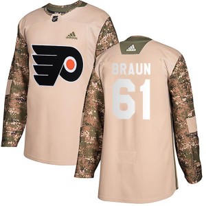 Justin Braun Youth Adidas Philadelphia Flyers Authentic Camo Veterans Day Practice Jersey
