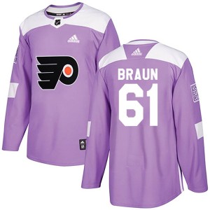 Justin Braun Men's Adidas Philadelphia Flyers Authentic Purple Fights Cancer Practice Jersey