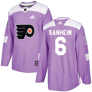 Travis Sanheim Men's Adidas Philadelphia Flyers Authentic Purple Fights Cancer Practice Jersey