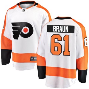 Justin Braun Men's Fanatics Branded Philadelphia Flyers Breakaway White Away Jersey