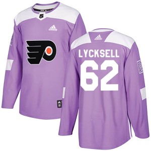 Olle Lycksell Youth Adidas Philadelphia Flyers Authentic Purple Fights Cancer Practice Jersey