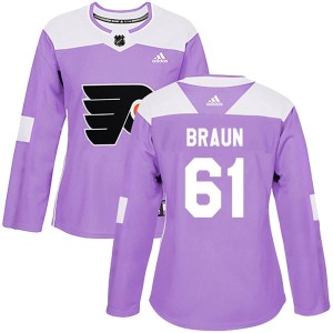 Justin Braun Women's Adidas Philadelphia Flyers Authentic Purple Fights Cancer Practice Jersey
