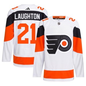 Scott Laughton Men's Adidas Philadelphia Flyers Authentic White 2024 Stadium Series Primegreen Jersey
