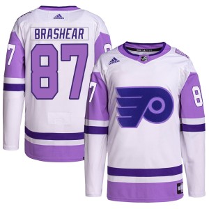 Donald Brashear Youth Adidas Philadelphia Flyers Authentic White/Purple Hockey Fights Cancer Primegreen Jersey
